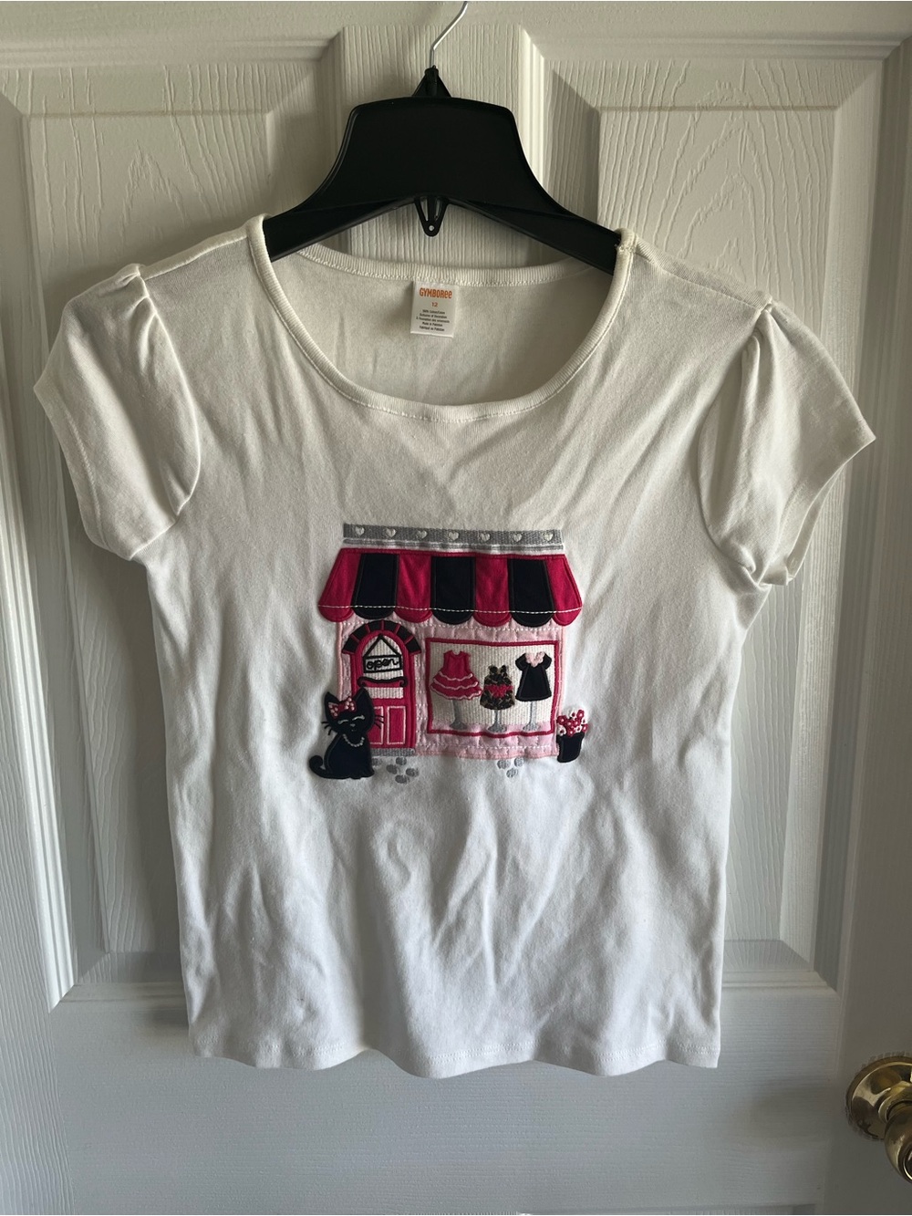 GUC Gymboree White Tee with Pink and Black Boutique Shop Graphic size 12